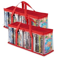Stock Your Home DVD Storage Bags Set of 2 Media Organizer Bag 2 Pack, Red