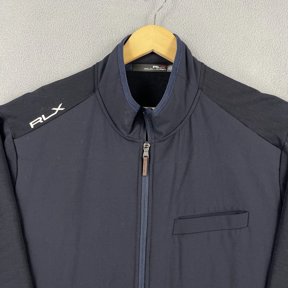 Chaqueta RLX Ralph Lauren Para Hombre XL Azul Cremallera Completa Mezcla de Lana Golf Rendimiento Foto 2 de 4