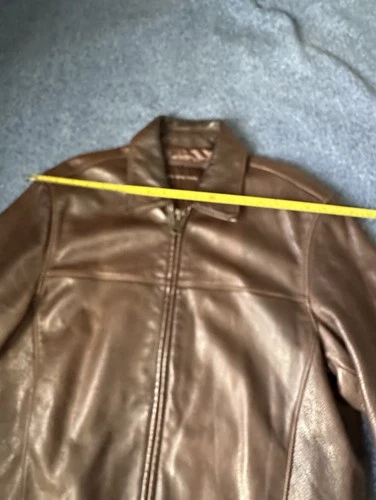 Marc New York Andrew Marc Mens Large Brown Pebbled Leather Bomber Jacket Heavy image 6
