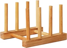 Bamboo Dish Rack,Pot Lid/Plate/Cutting Board Organizer for Kitchen Cabinets,Bott