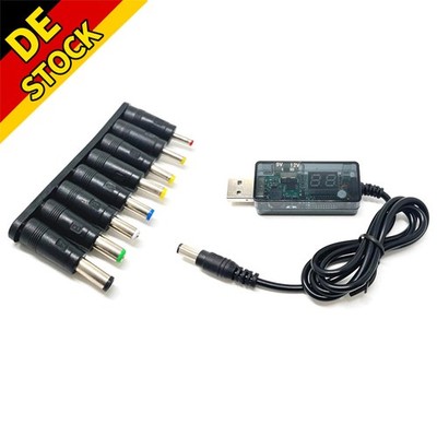USB zu DC 9V 12V Step-Up Modul Konverter Kabel Power Boost Adapter 8 Steckern