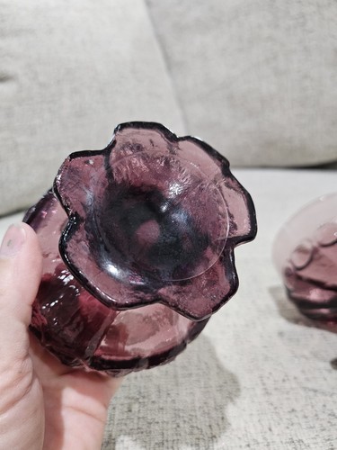 Tiffin Franciscan Dessert Bowls 2 Madeira Amethyst Purple Sherbert Stemmed MCM - Picture 4 of 6