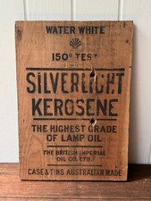 Cobertizo de letrero de aceite de automoción con extremo de caja de queroseno Silverlight de colección de 1920 SHELL