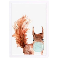 Squirrel Bubblegum Framed Wall Art Print Animal Themed Fun Home Decor