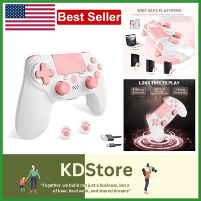 Pink Wireless PS4 Controller for PS4/PC/Slim/Pro with Touchpad, 800mAh Battery