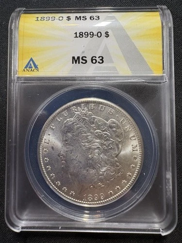 1899-O Morgan Silver Dollar $1 ANACS MS63 New Orleans Mint - BU