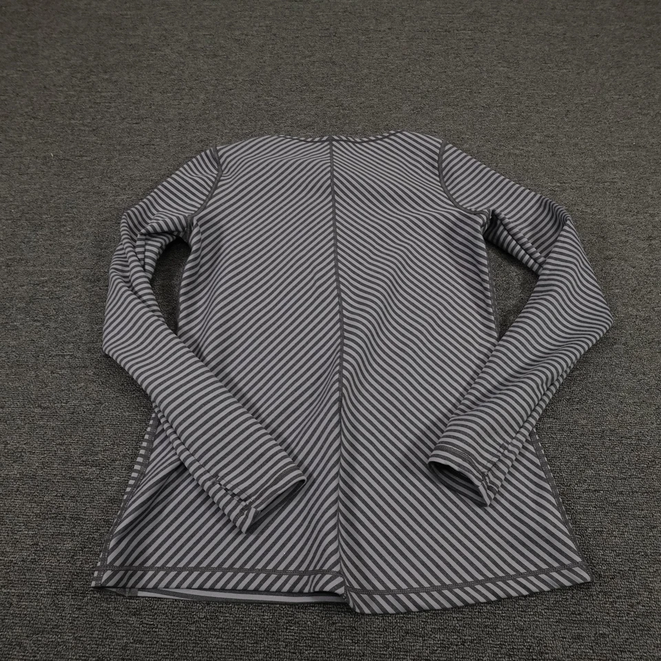 Saucony Shirt Womens Medium Gray Striped Long Sleeve Running Athletic Top Active - Image 3 of 4