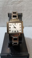 NINE WEST Vintage Women's Watch Tank Silver Tone 9W/1745 Quartz 26 mm