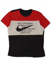 T-shirt Nike uomo Swoosh grafica top XL nero colorblock cotone CM13