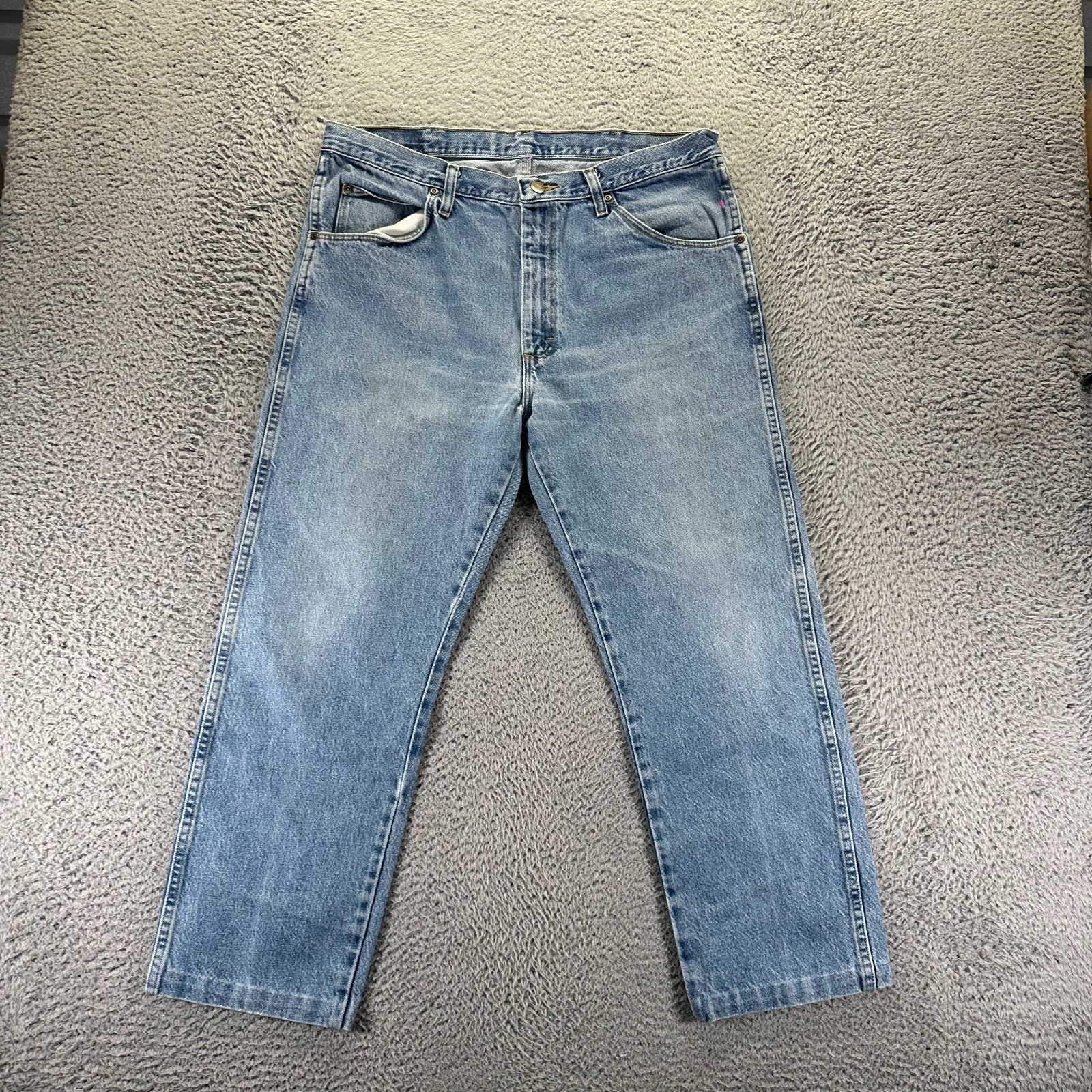 Men's 36x27 Blue Cotton Denim Straight Faded Travel Workwear