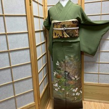 6178 Japanese Tomesode Kimono Vintage Womens Silk Fabric Robe Kimono only sold