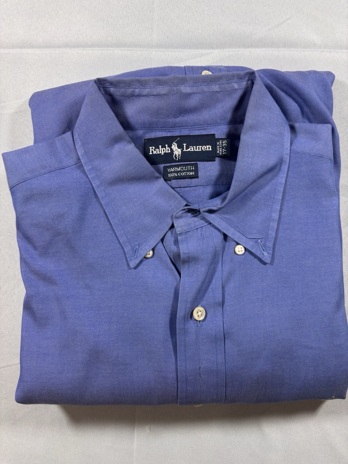 Camicia Oxford Ralph Lauren vintage abbottonata 17 blu Yarmouth carne pony LEGGI