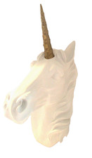 White Ceramic Unicorn Horse w/Golden Horn Wall Décor 13"