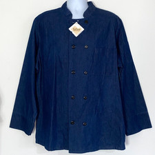 Denim Chef Uniform Coat Mens Size Large Cook Kitchen Teflon