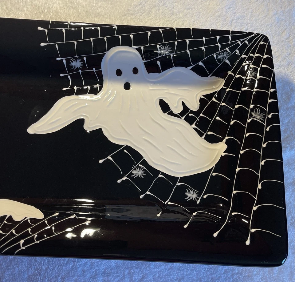 Bandeja para servir Laurie Gates grande Halloween 2013 plato fantasmas y telarañas Foto 4 de 4