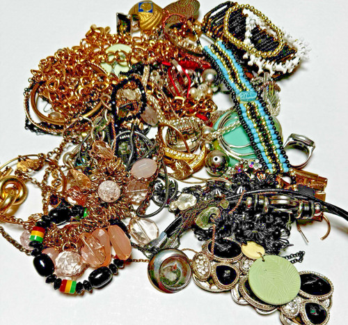 Broken Craft Junk Drawer Jewelry Lot Repurpose Rhinestone Mixed Harvest 2+ Lbs