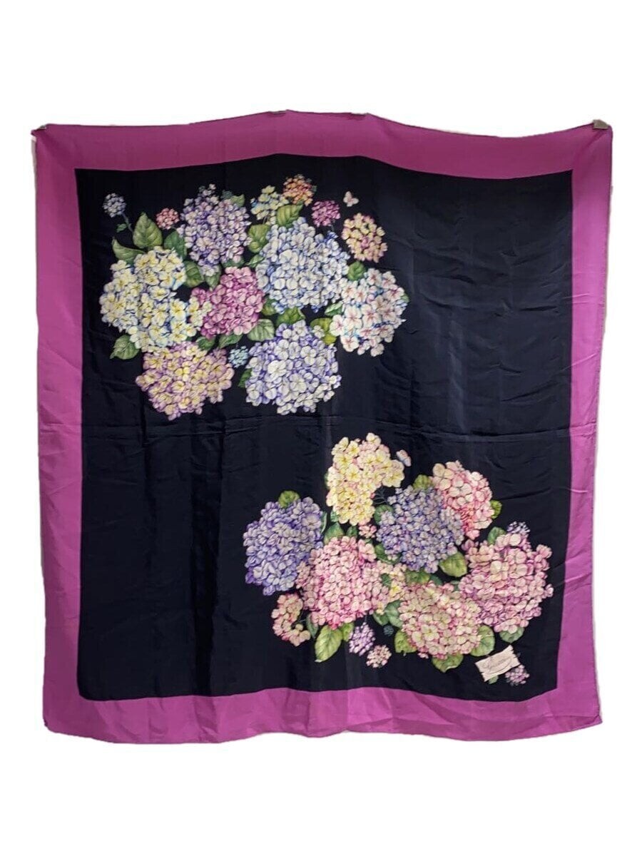 GUCCI Scarf Silk Black Floral Pattern Women's