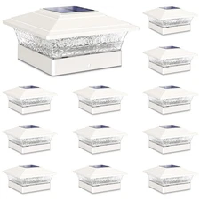 Solar Post Cap Lights Outdoor 12pack, Waterproof Fence Post Lights with 16 Ul...