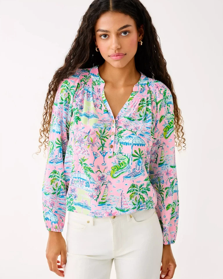 NWT Lilly Pulitzer Elsa Silk Top Conch Shell Pink Sunny Dee Full Size ... - Image 4 of 4