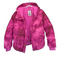 GAP Kids Girls Puffer Jacket Pink Tie Dye Hooded Cold Control Max Size XXL