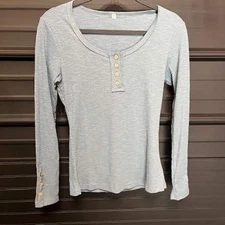 Womens Long Sleeve Top Henley T Shirt Casual Button Ribbed Knit Blouse
