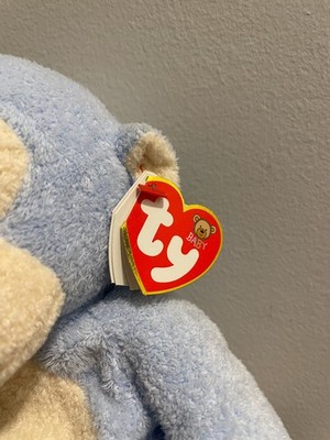 Ty Pluffies Baby Dangles Blue Monkey Plush Tylux Sewn Eyes 2007