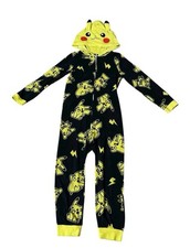 Pokemon Pikachu Ankle Pajamas Hoodie size M 8/10 kidcore sleeper full zip fleece
