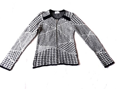 Afibel Black White Xip Front Jumper/Cardigan Size UK