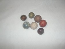 7 OLD, ANTIQUE HAND MADE CLAY, CLAY TYPE MARBLES