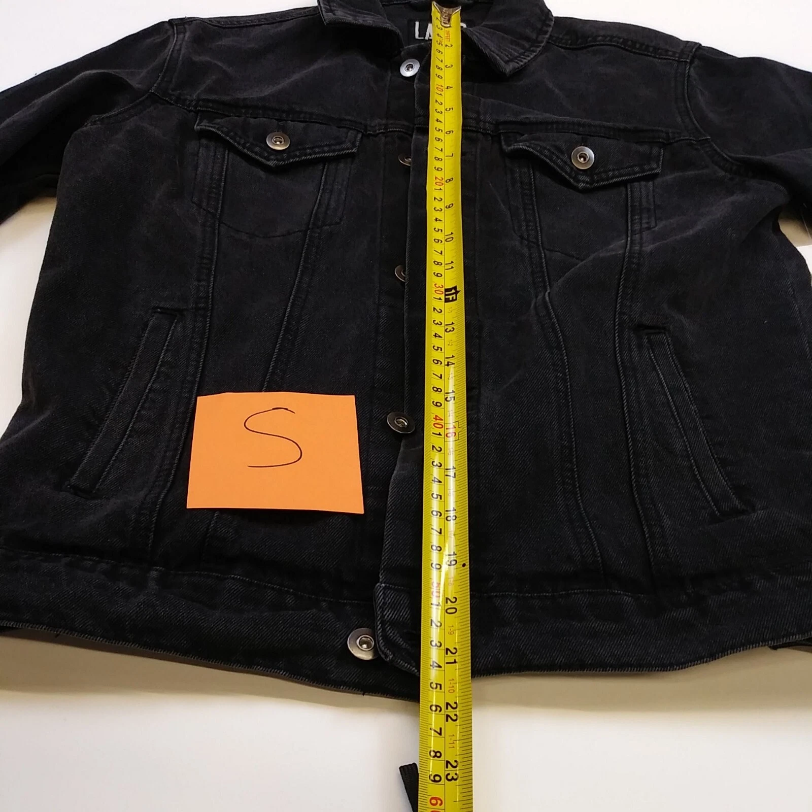 Mens LAZER 100% AUTHENTIC Long Sleeve Trucker Button Up Jacket Black Wash - product detail image 3