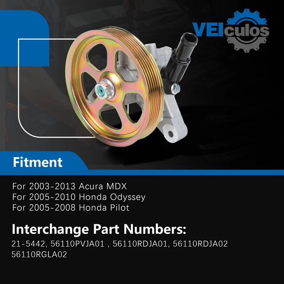 Power Steering Pump w/ Pulley for 2003-07 Honda Accord V6 3.0L Acura MDX Pilot - Image 4 of 4