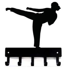 Karate kick female Sports Key Rack Holder with 5 hooks - Made in USA