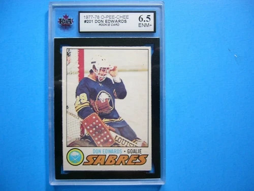 1977/78 O-PEE-CHEE NHL HOCKEY CARD #201 DON EDWARDS ROOKIE KSA 6.5 SHARP!! OPC