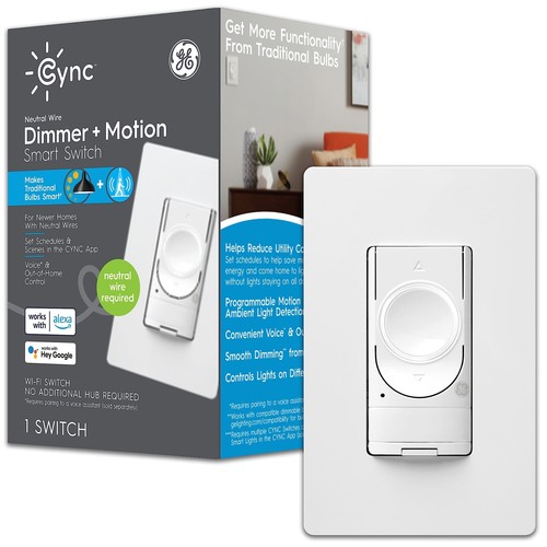 GE Lighting CYNC Smart Dimmer Light Switch + Motion Sensor, Neutral