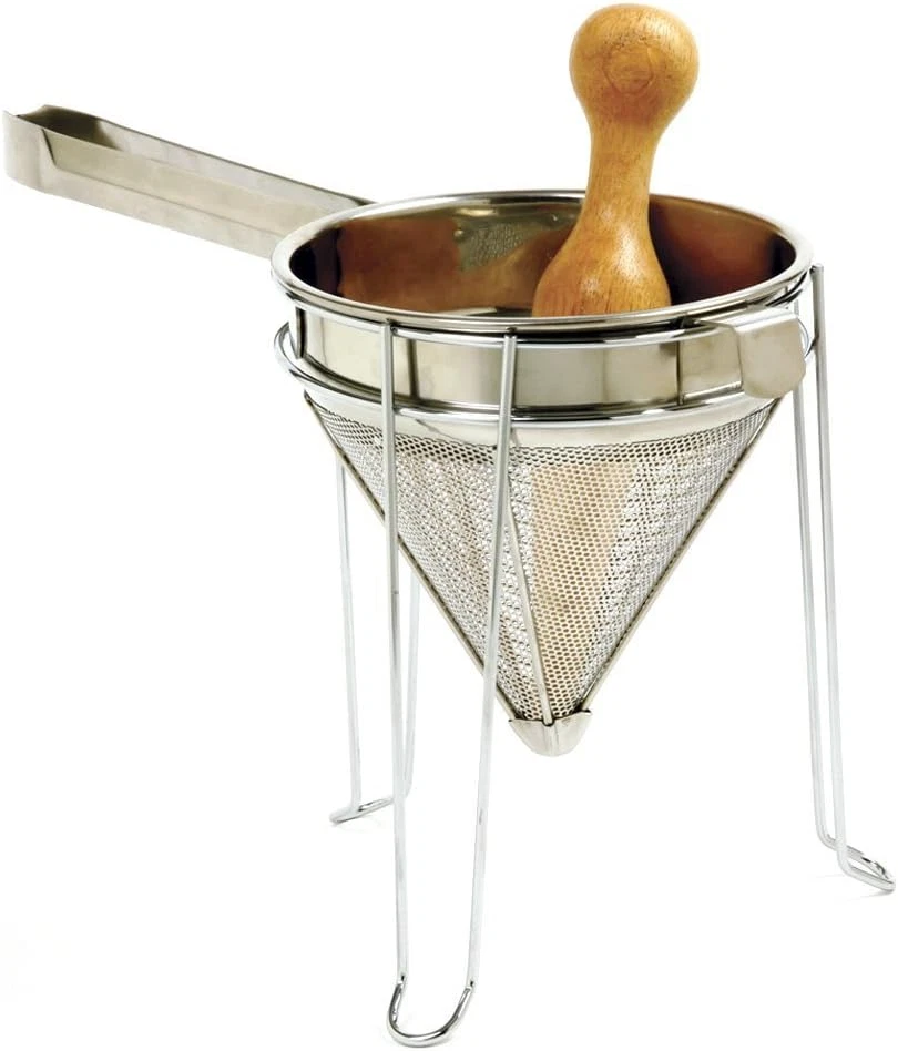 Stainless Steel 642 Chinois Set with Stand & Pestle - 9"x7"x7