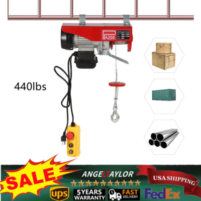 2200LBS Electric Hoist Winch Engine Crane with Remote Control 110V
