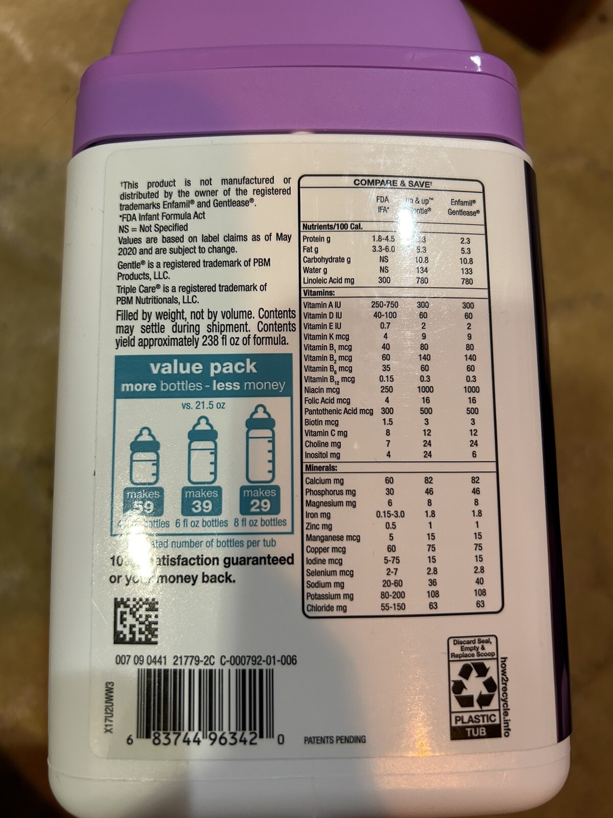 Up &Up gentle Infant Formula With Iron Milk based Powder Expired 05 / 2025 eBay