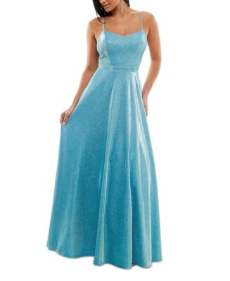 cyan blue dress Cyan Blue A-Line Lace Tulle Evening Dress V-Neck