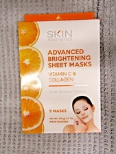 SKIN AESTHETICS VITAMIN C  COLLAGEN ADVANCED BRIGHTENING 5 SHEET MASKS R9-B137