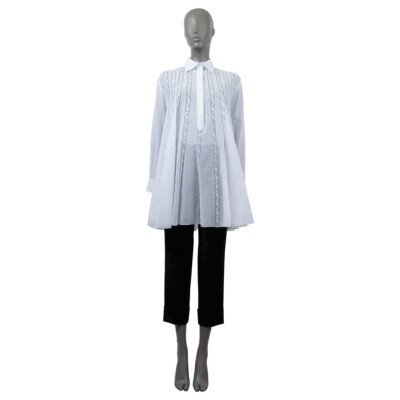 67865 auth CHRISTIAN DIOR white cotton 2018 LACE TRIM TUNIC