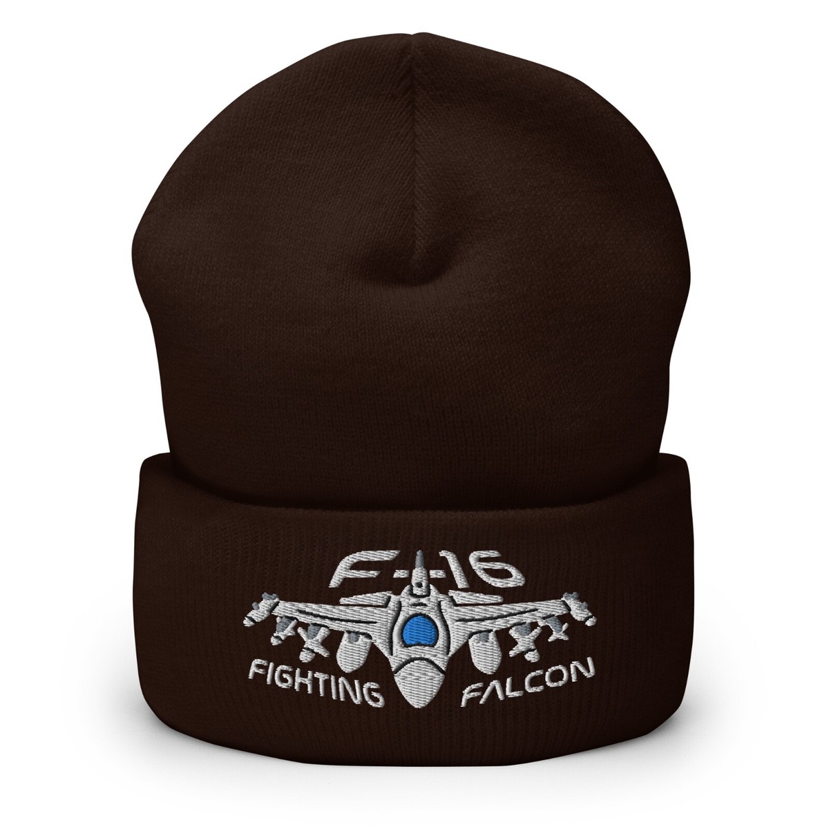 F-16 Fighting Falcon Fighter Jet Embroidered Cuffed Beanie