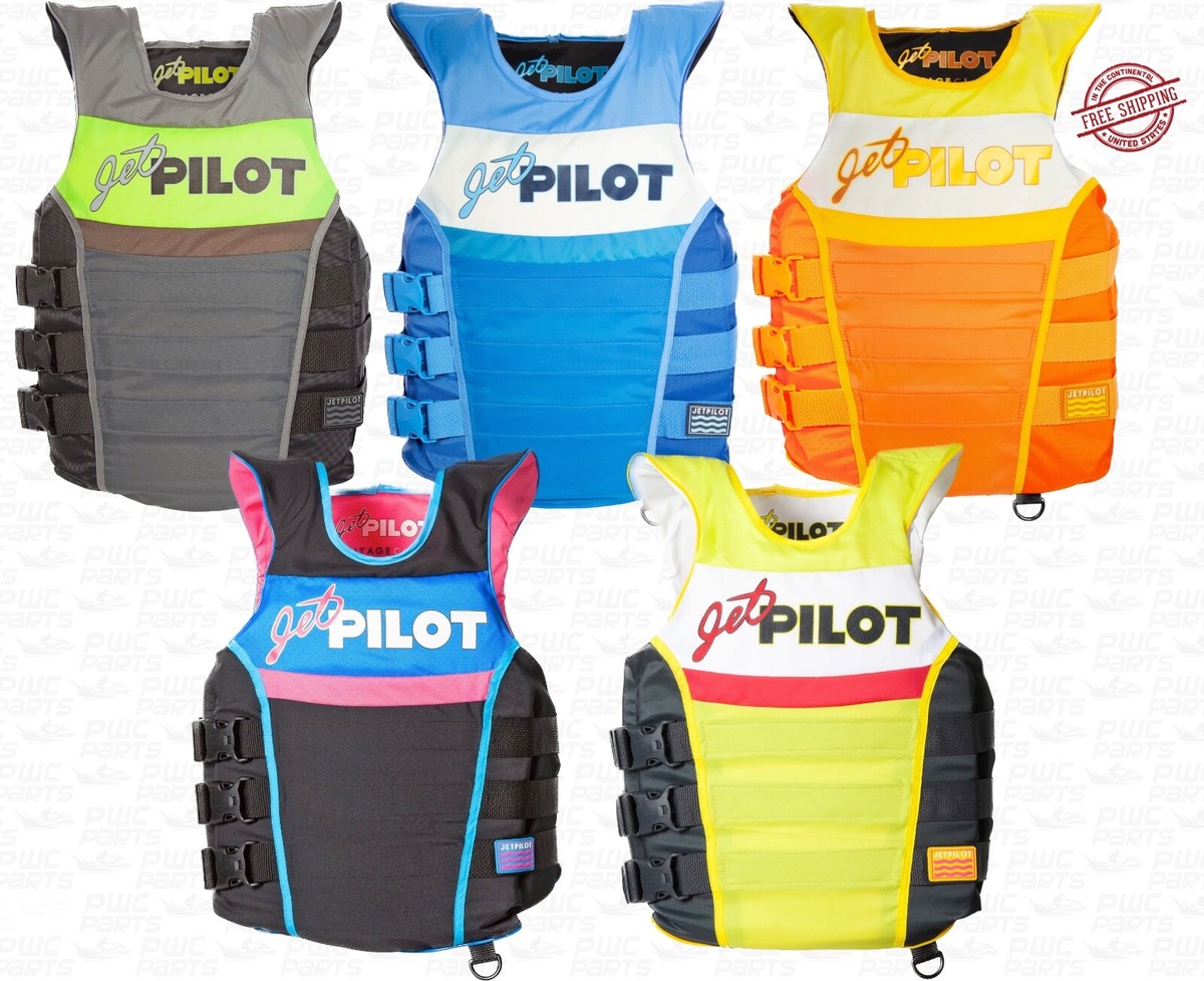 JETPILOT Vintage Nylon CGA 3-Buckle PFD Blue Gray Orange PFD Life
