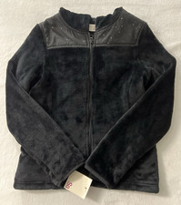 So Minky Sherpa Girls Spring Jacket Black  Grey Large 10 12 Very Soft Warm New
