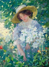 Collecting flowers impressions Oil Painting Giclee Art Printed on canvas L2258