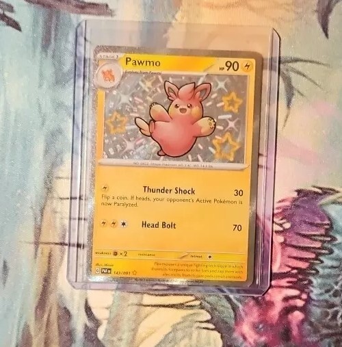 Holo Pawmo 143/091 Shiny Rare Paldean Fates Pokemon TCG