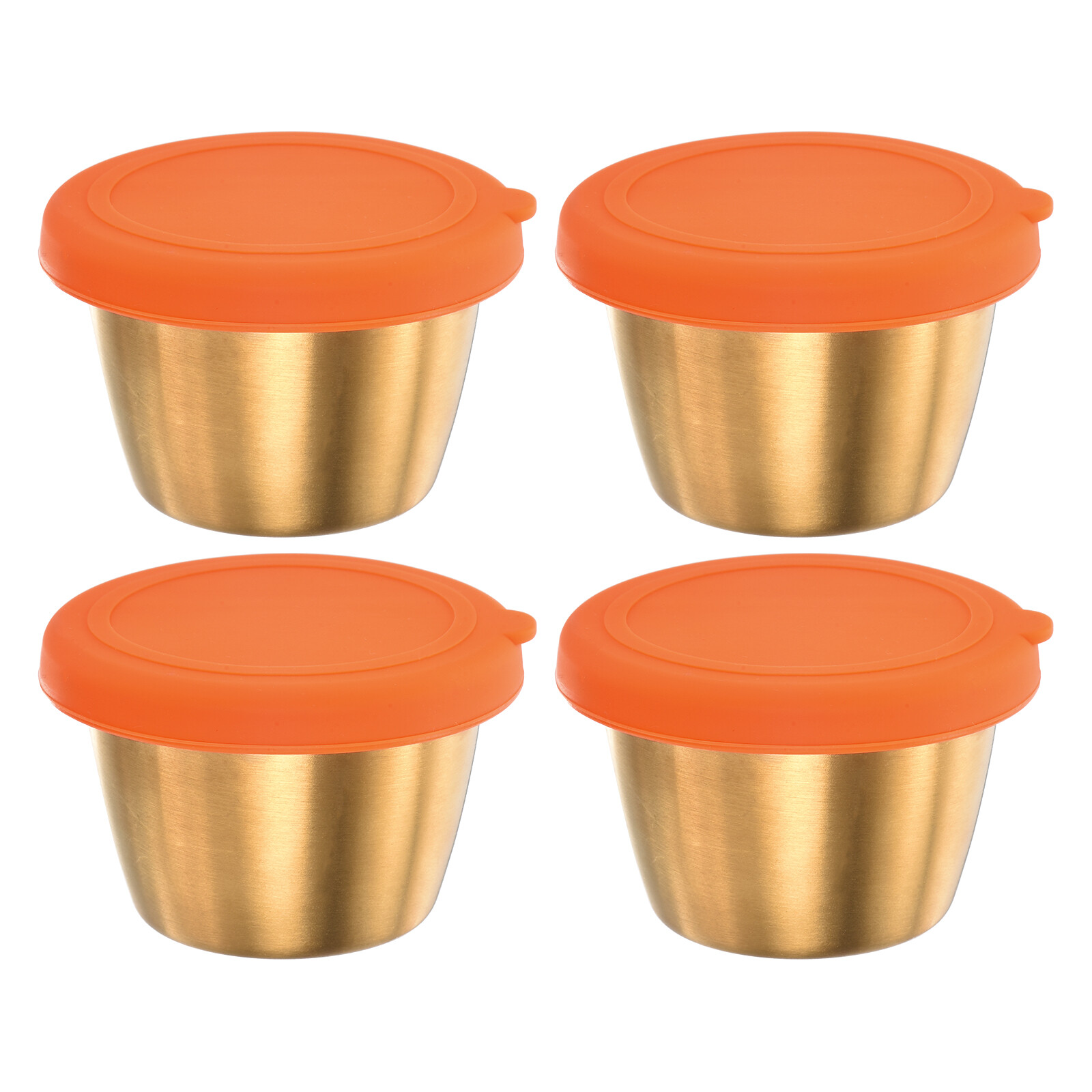 4-Piece Orange 2.4oz Condiment Cups with Lids for Salad Dressing