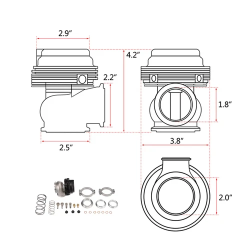 Turbo externo Wastegate 44 mm con resorte de brida TIAL V-Band 14 PSI MV-R NUEVO - Imagen 3 de 10
