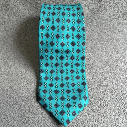 KUPPENHEIMER Men's Silk Necktie Designer Geometric Teal Blue Tie