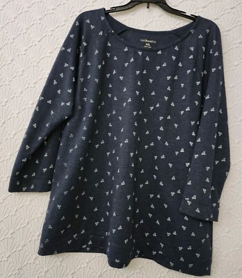 Womens Blouse G.H. Bass & Co XXL Blue with Small White Flowers Pre-owned 