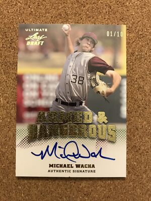 Michael Wacha AD-MW2 2012 Leaf Ultimate Draft Armed & Dangerous GOLD Auto 01/10
